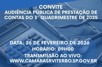 Convite - Audiência Pública de Prestação de Contas do 3º quadrimestre de 2025