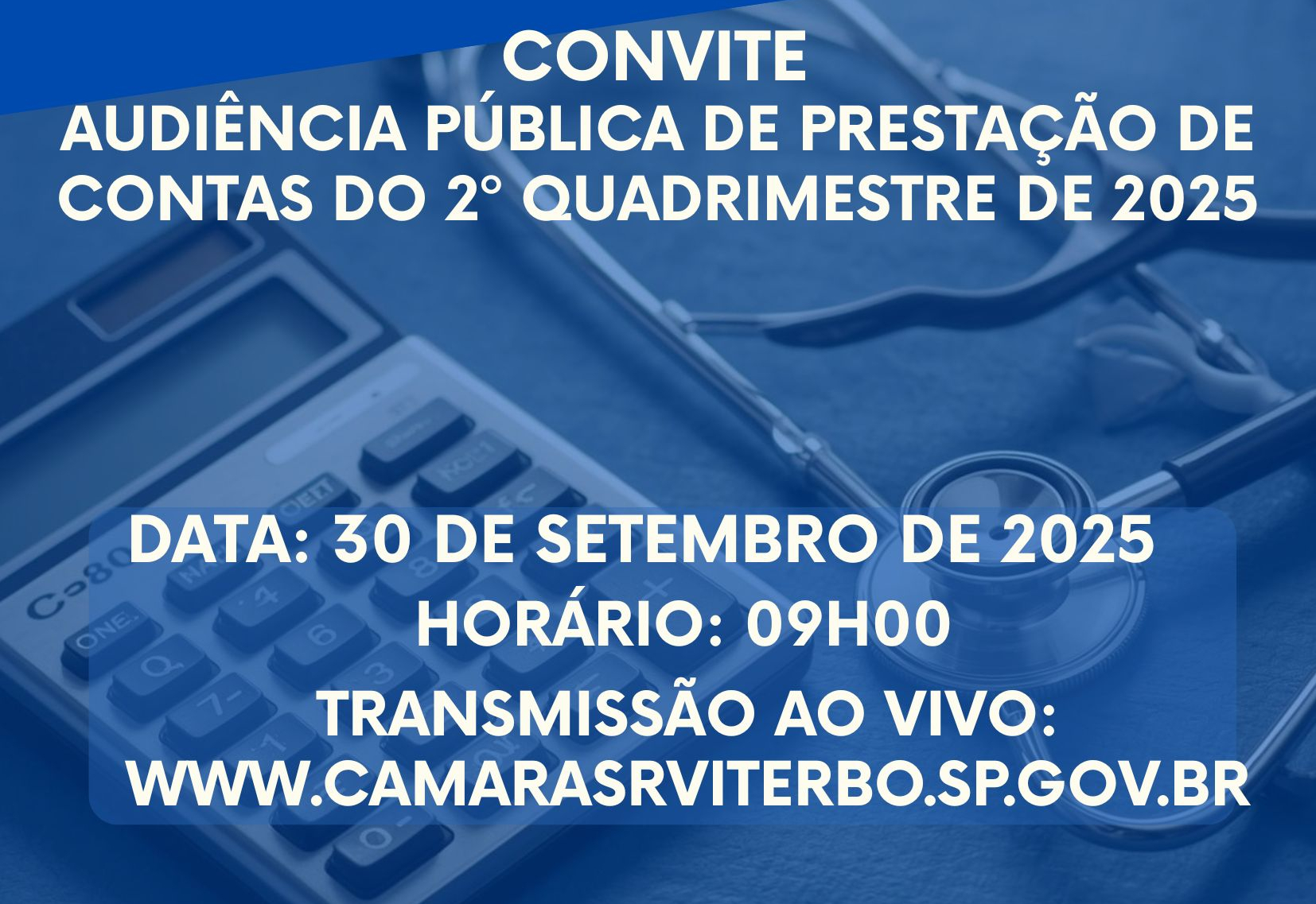Convite - Audiência Pública de Prestação de Contas do 2º quadrimestre de 2025
